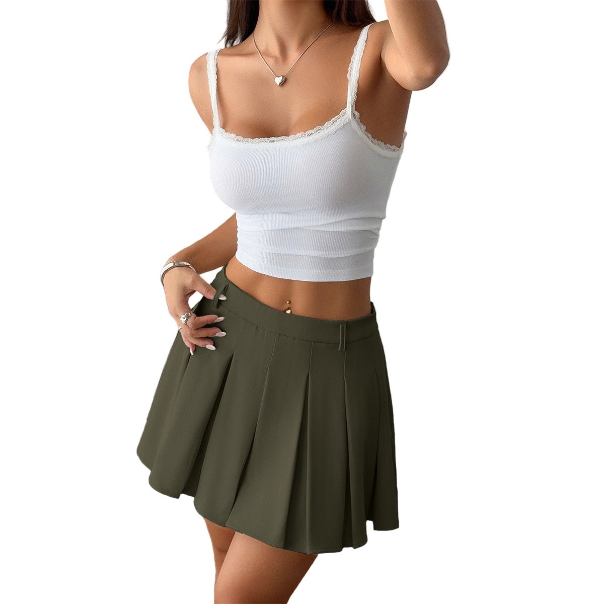 Y2K Style Girdle Pleated Skirt