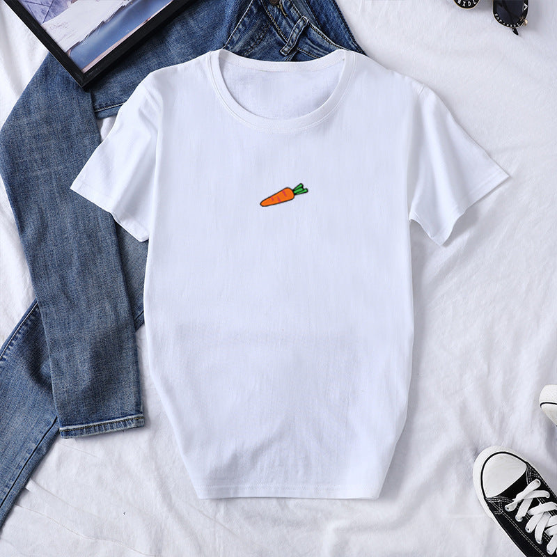 Carrot Print Short Sleeve T-Shirt
