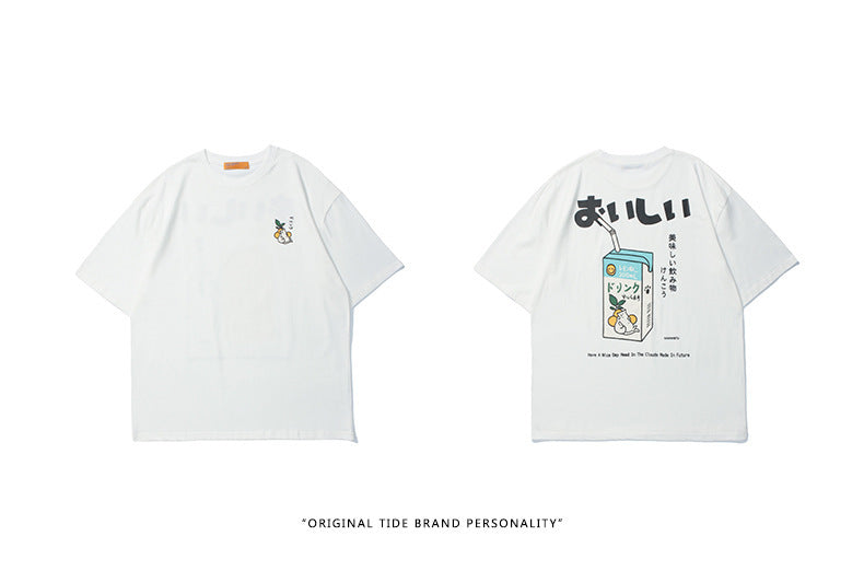 Juice Box Print Loose T-shirt
