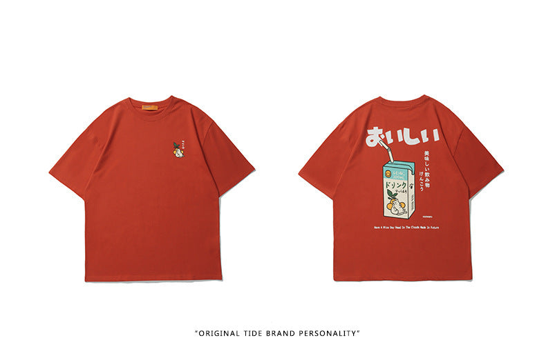 Juice Box Print Loose T-shirt