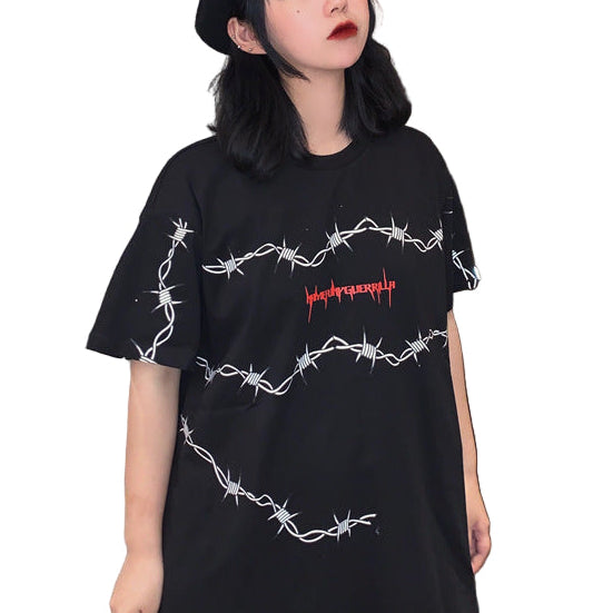 Oversize Thorns Print T-shirt