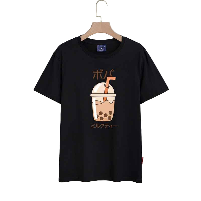 Boba Tea Print Cotton T-shirt