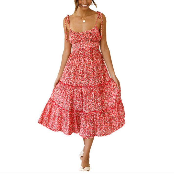 Vintage Print Halter Dress