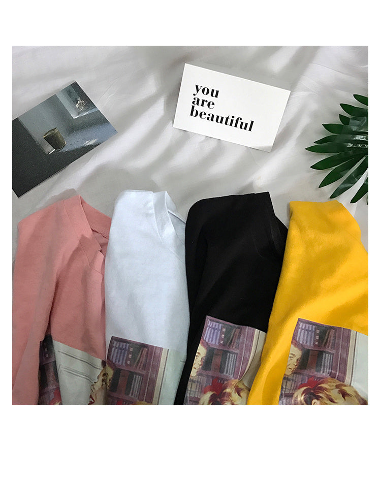 Vintage Print Korean Style T-shirt