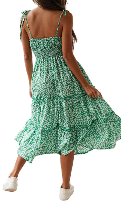 Vintage Print Halter Dress