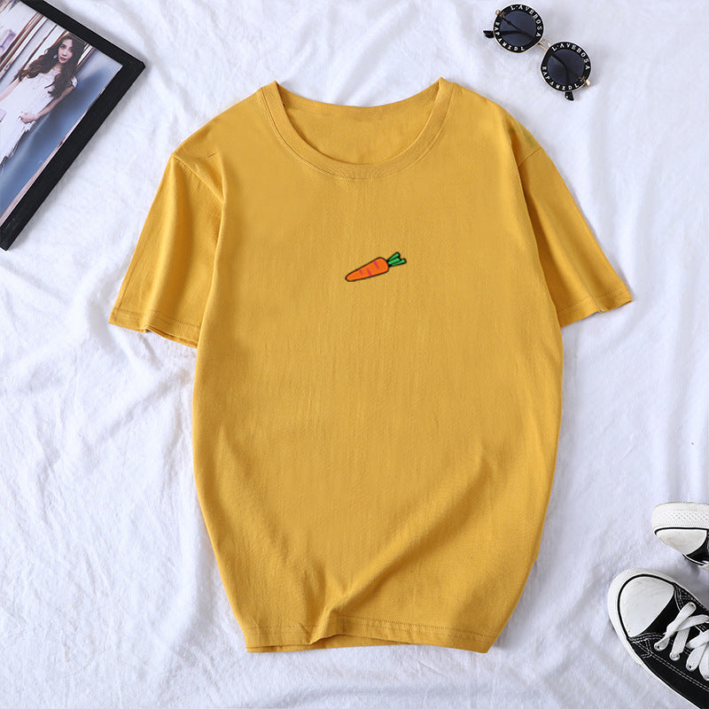 Carrot Print Short Sleeve T-Shirt