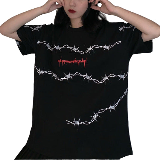Oversize Thorns Print T-shirt