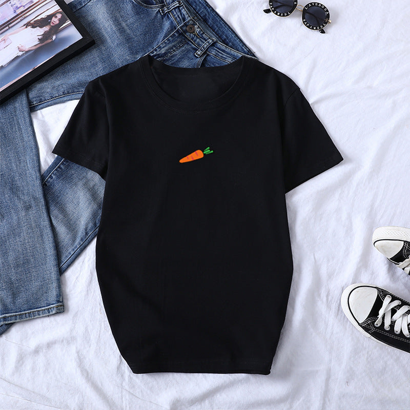 Carrot Print Short Sleeve T-Shirt