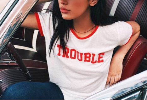 "Trouble" Print T-shirt