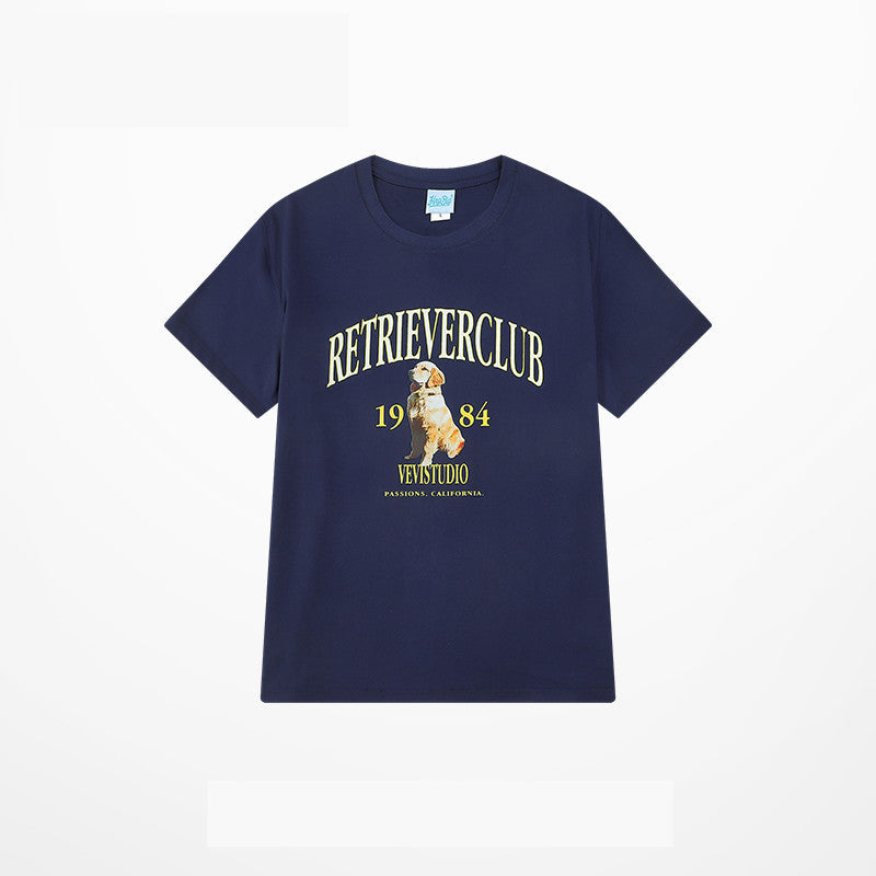 "Retriever Club" Print Half Sleeve T-shirt