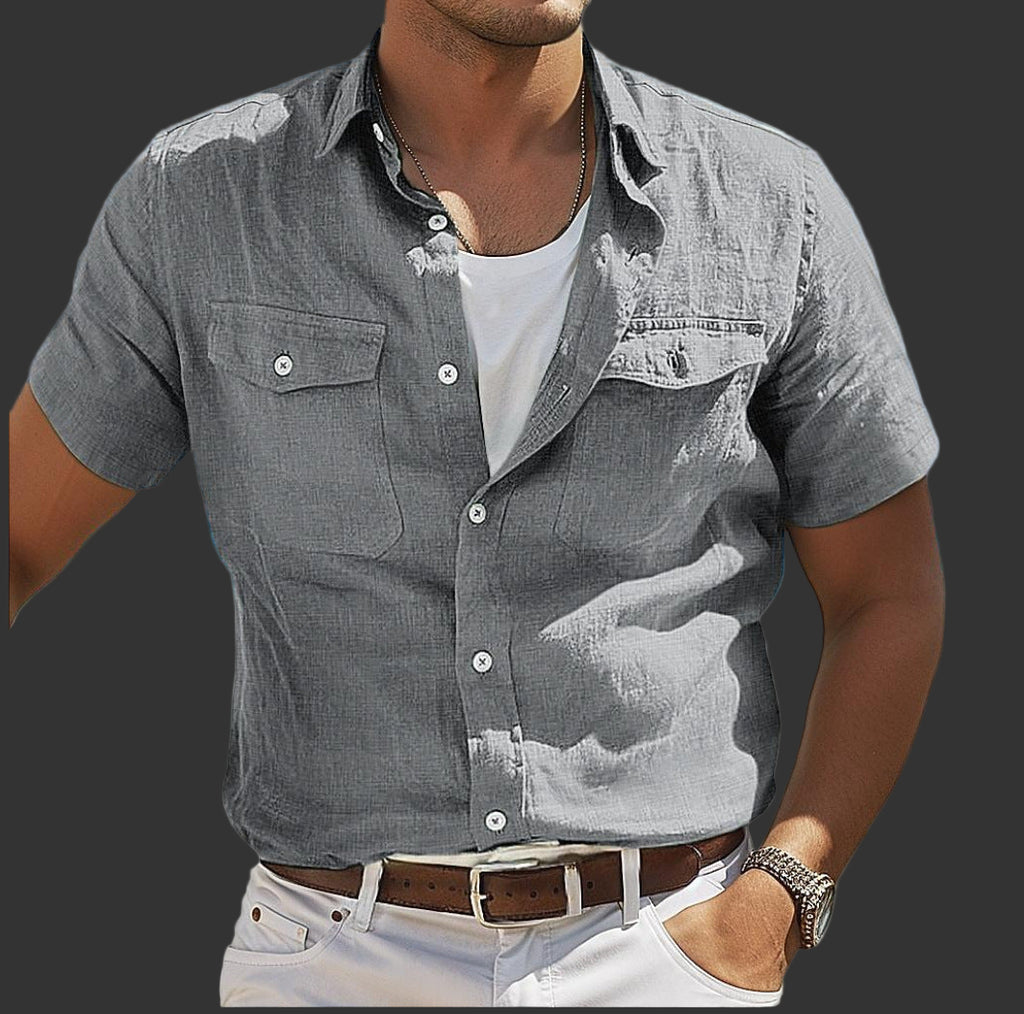 Men's Colored Open Collar Shirt
