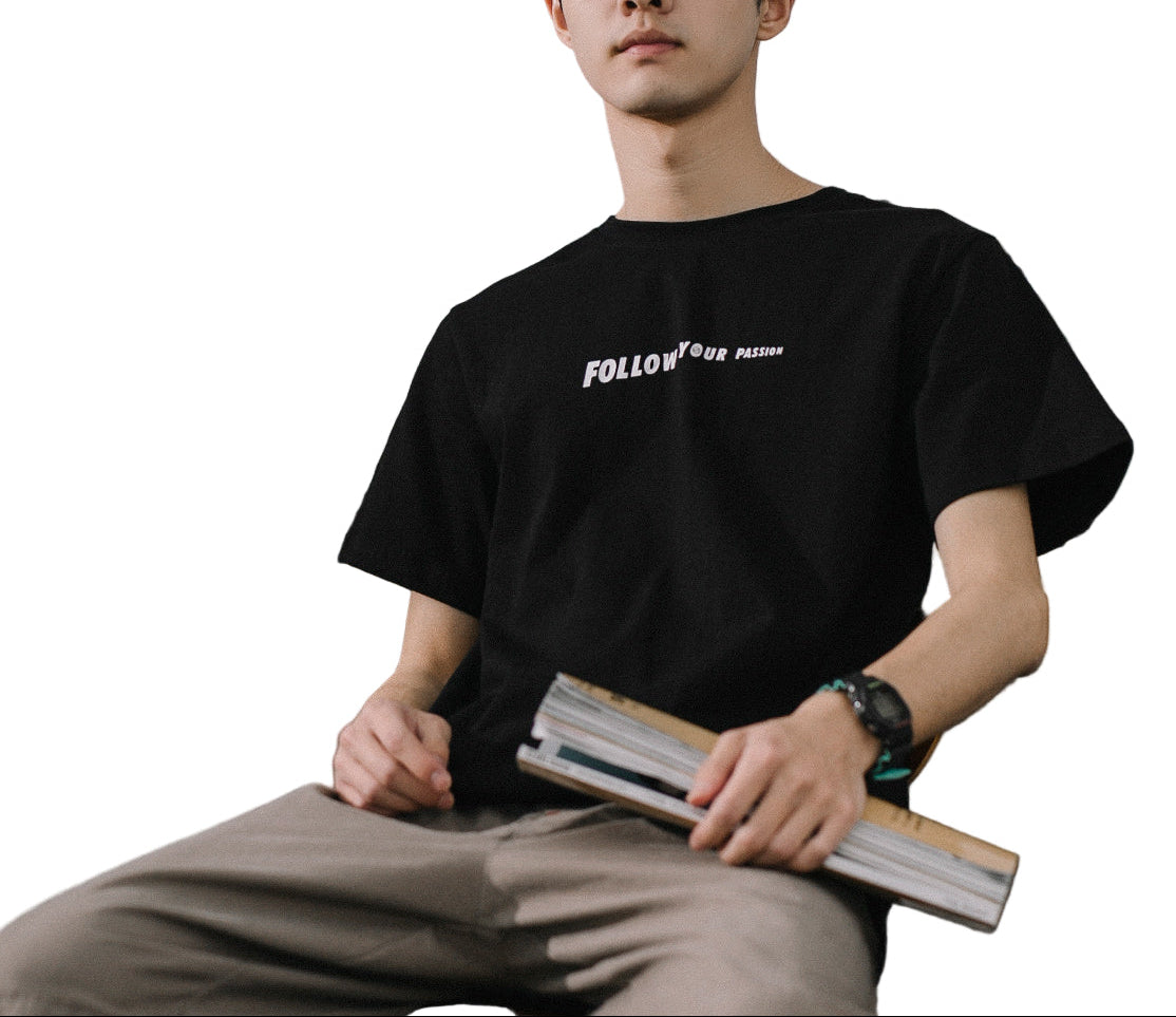 "Follow your Passion" Round Neck Printed T-shirt