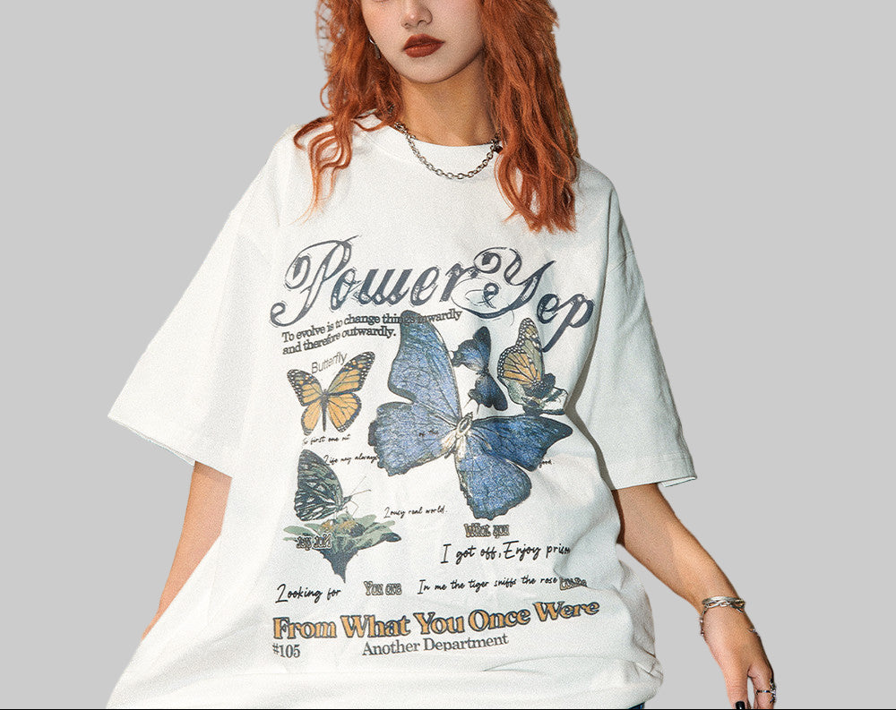 "From What You Once Were" Butterfly Print T-Shirt