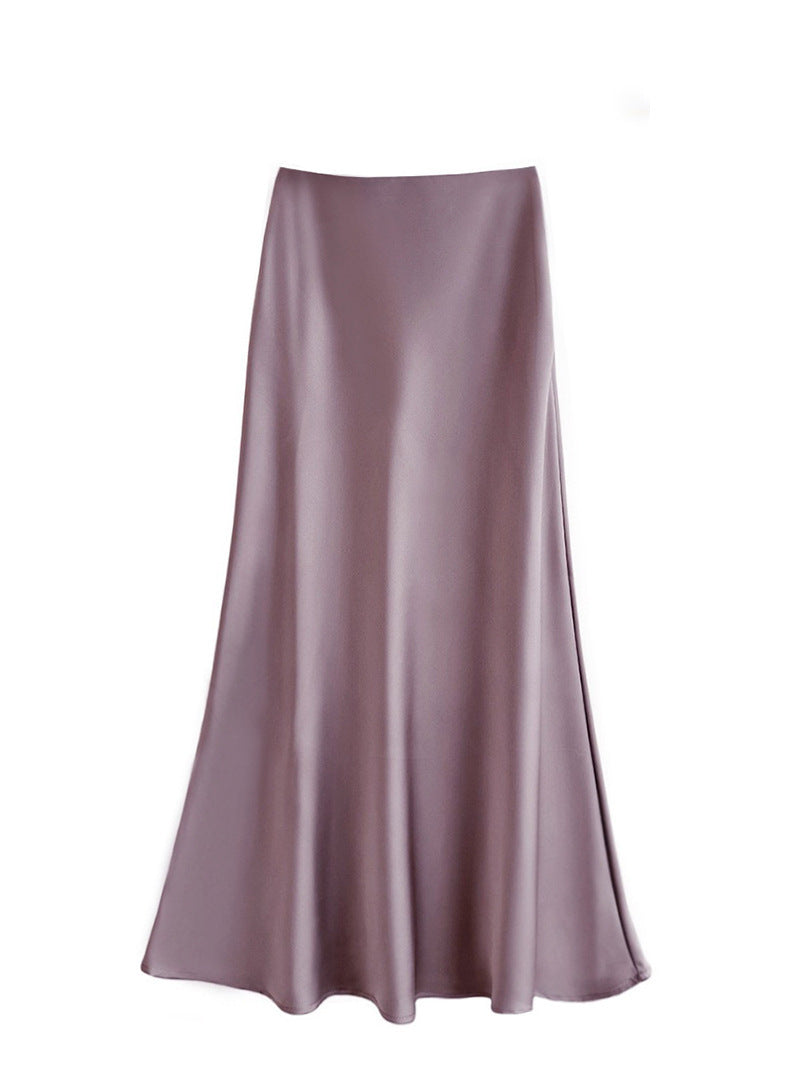 Draping Silky Satin Skirt