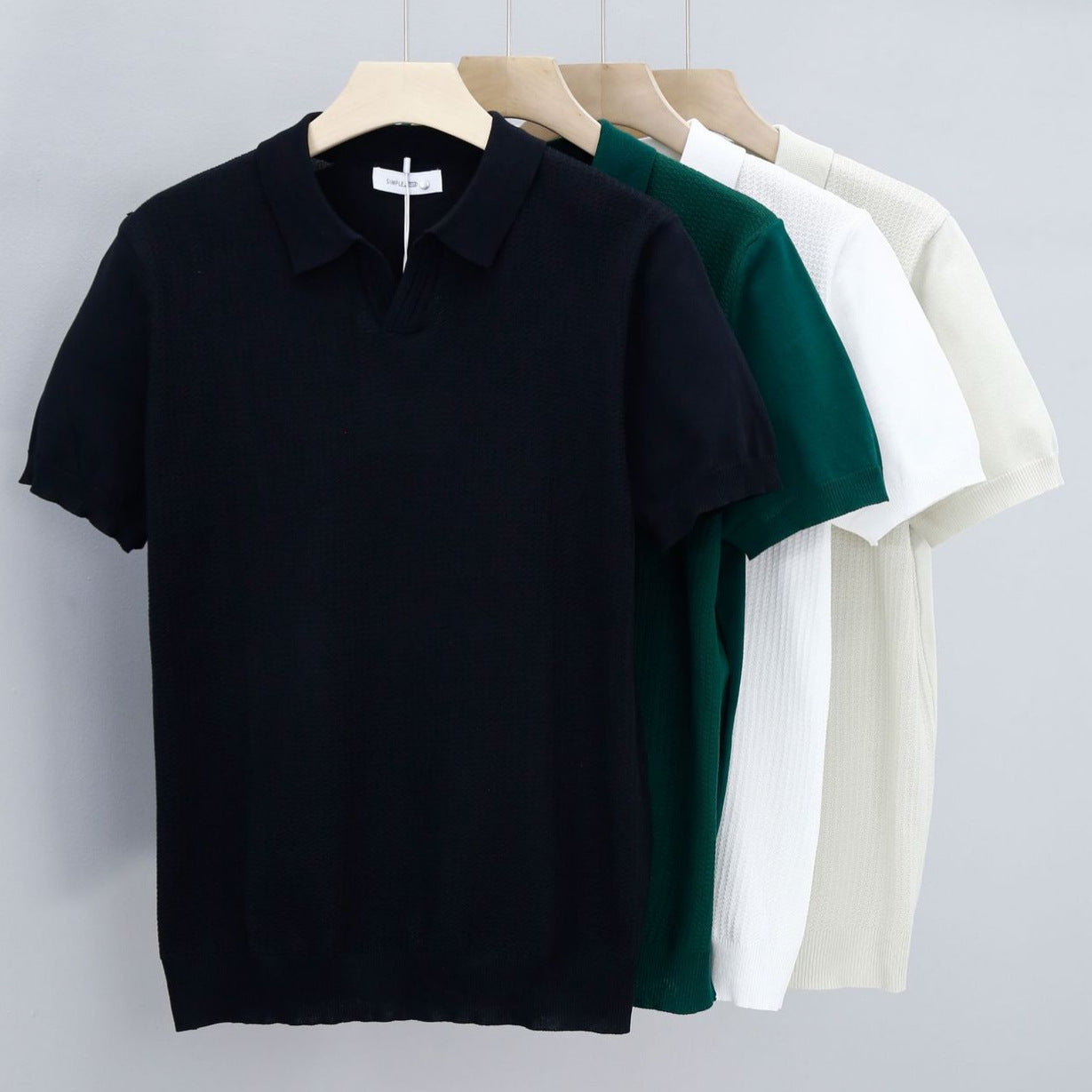 Men's Knitted Button Down Polo Shirt