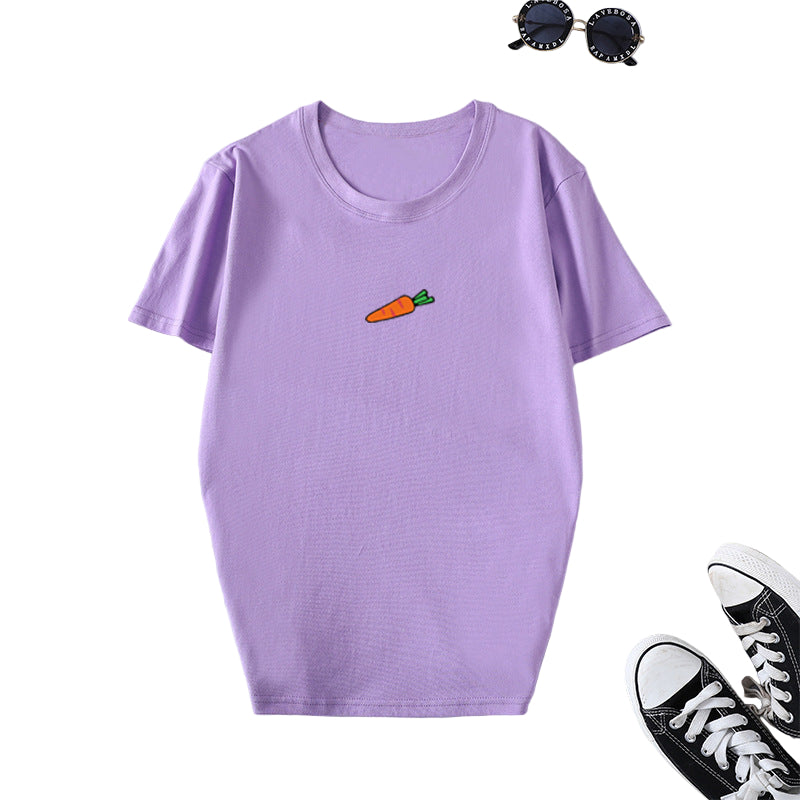 Carrot Print Short Sleeve T-Shirt