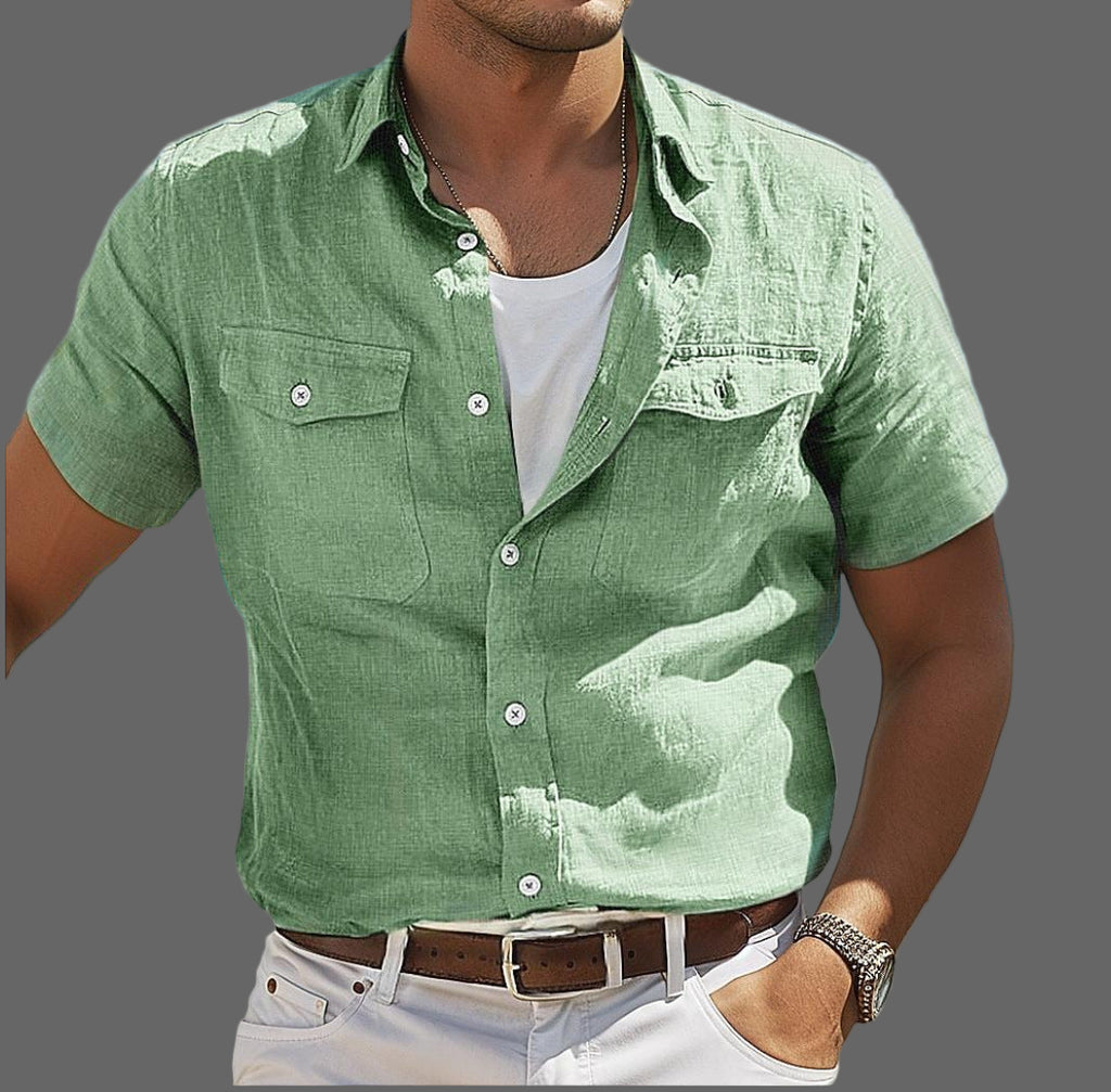 Men's Colored Open Collar Shirt