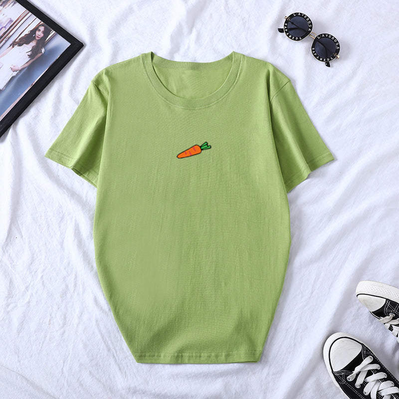 Carrot Print Short Sleeve T-Shirt