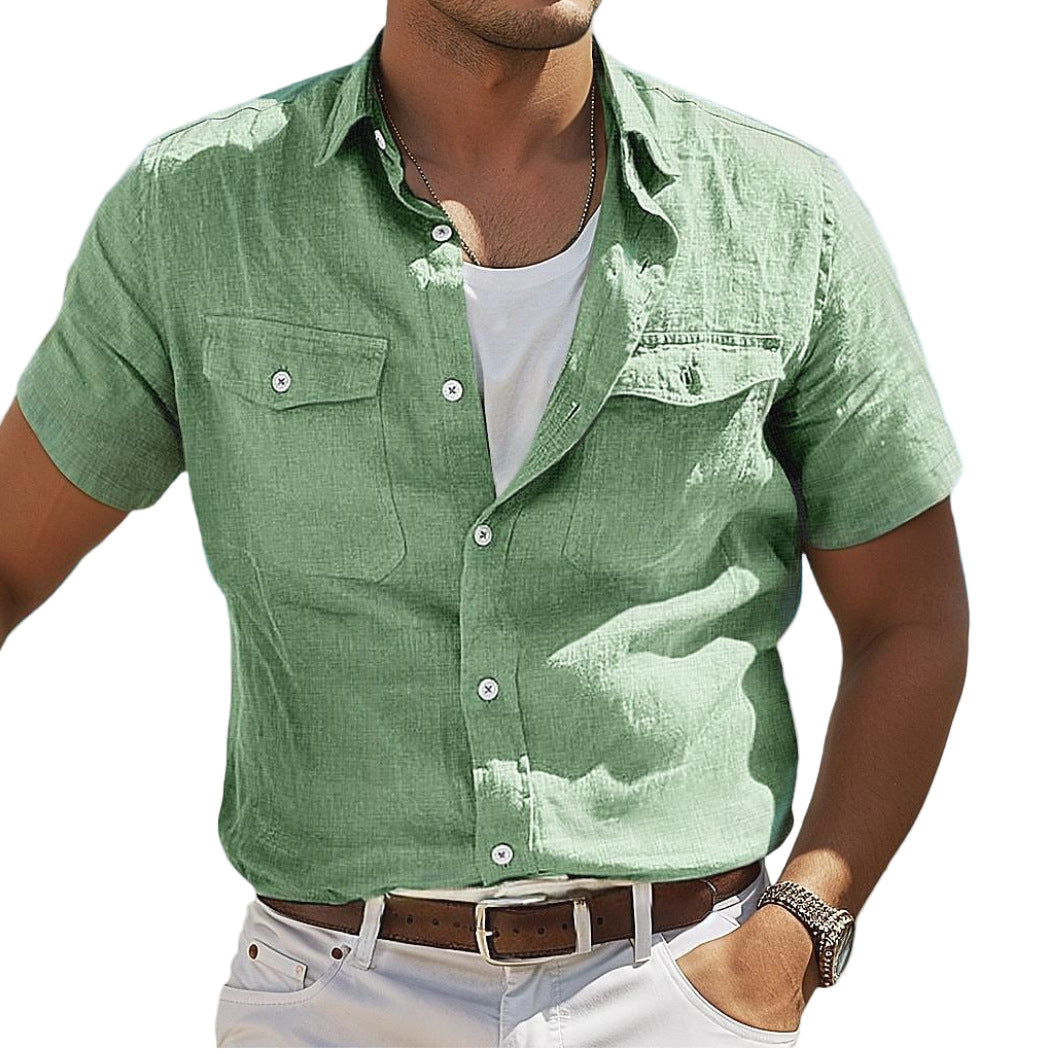 Men's Colored Open Collar Shirt