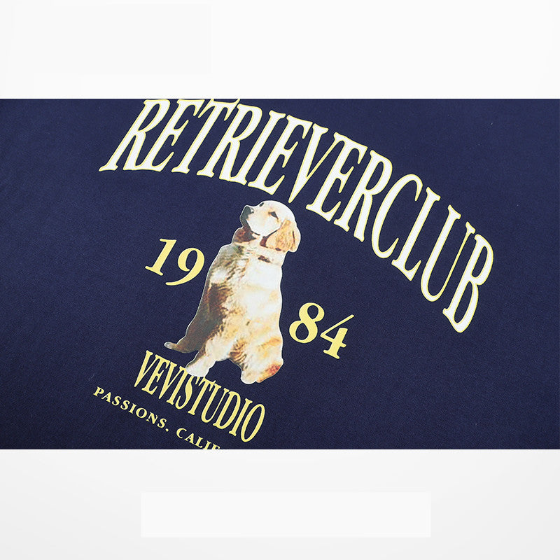 "Retriever Club" Print Half Sleeve T-shirt