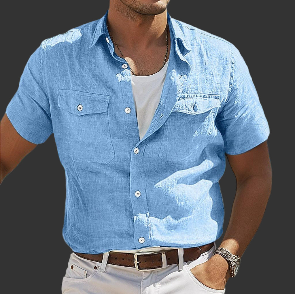 Men's Colored Open Collar Shirt