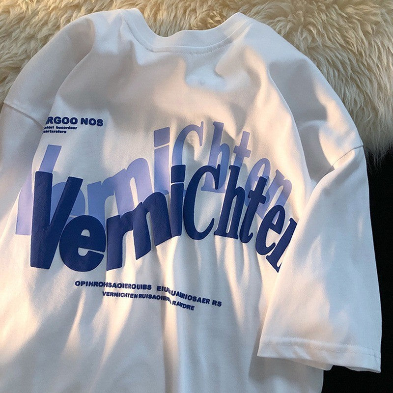 Cotton Vintage Print Short Sleeve Men's T-shirt