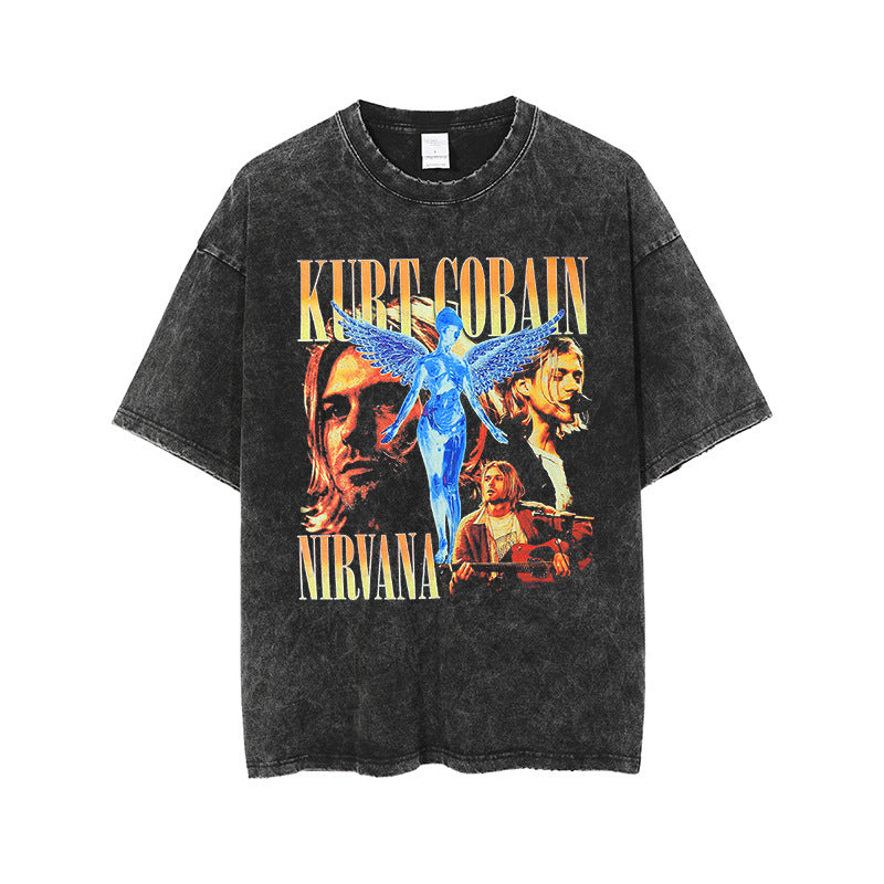 "Kurt Cobain" Oversized Vintage Print T-Shirt