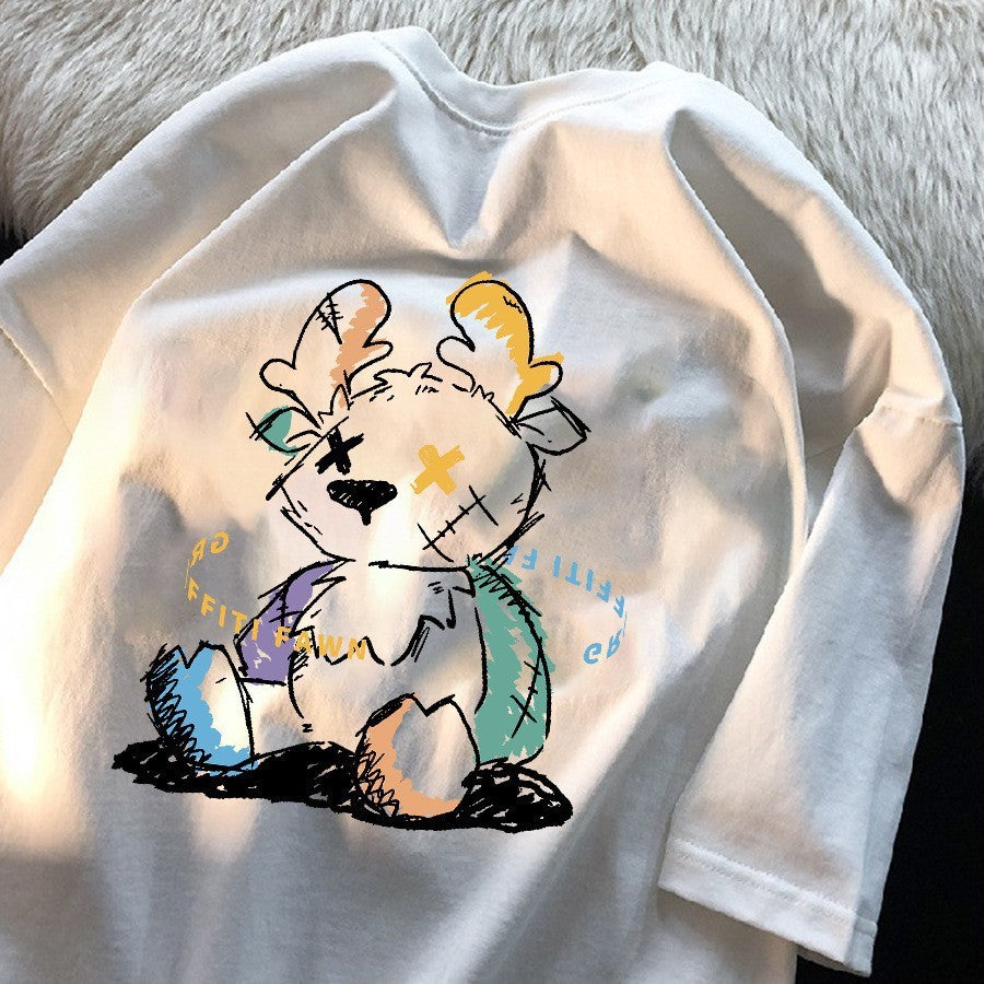 Cotton Vintage Print Short Sleeve Men's T-shirt