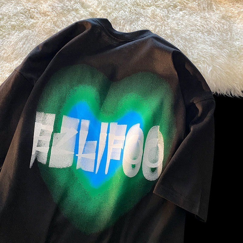 Cotton Vintage Print Short Sleeve Men's T-shirt