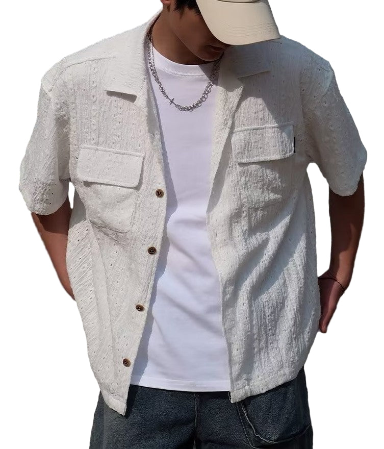 Men's Short-sleeved Open Collar Shirt