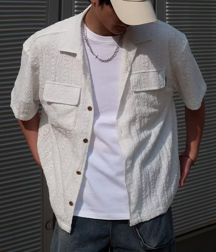 Men's Short-sleeved Open Collar Shirt