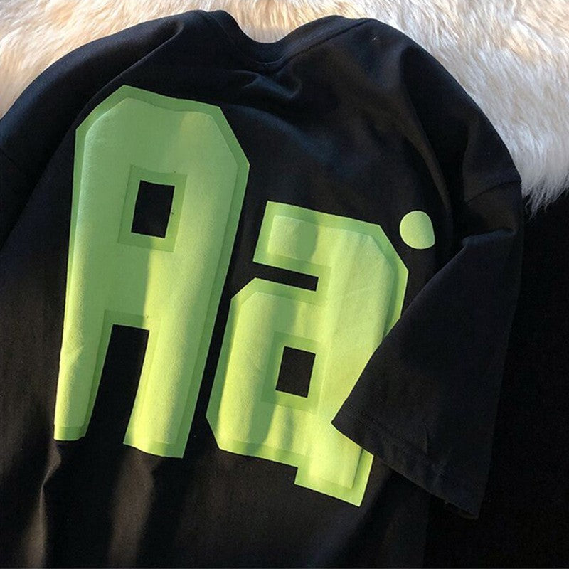 Cotton Vintage Print Short Sleeve Men's T-shirt