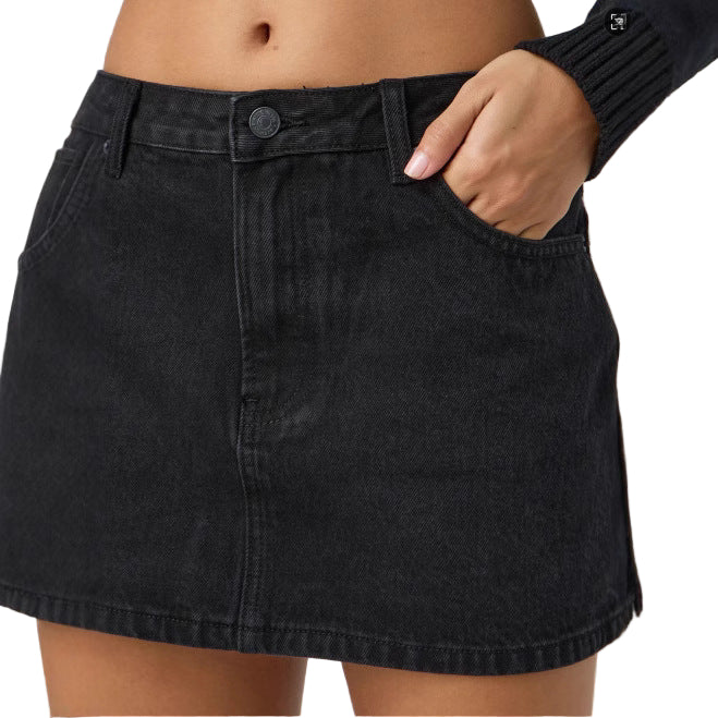 Casual Stretch Washed Denim Short Skirt