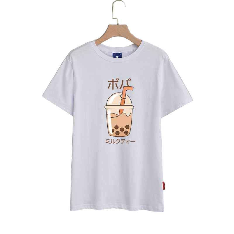 Boba Tea Print Cotton T-shirt