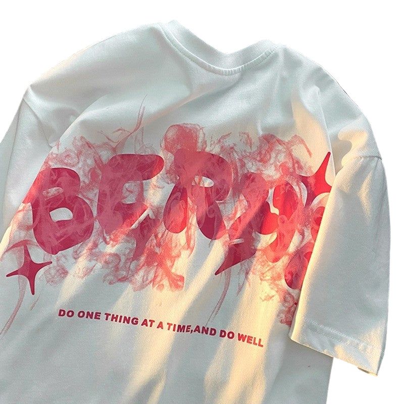 Cotton Vintage Print Short Sleeve Men's T-shirt