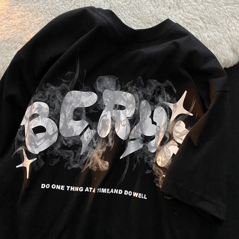 Cotton Vintage Print Short Sleeve Men's T-shirt