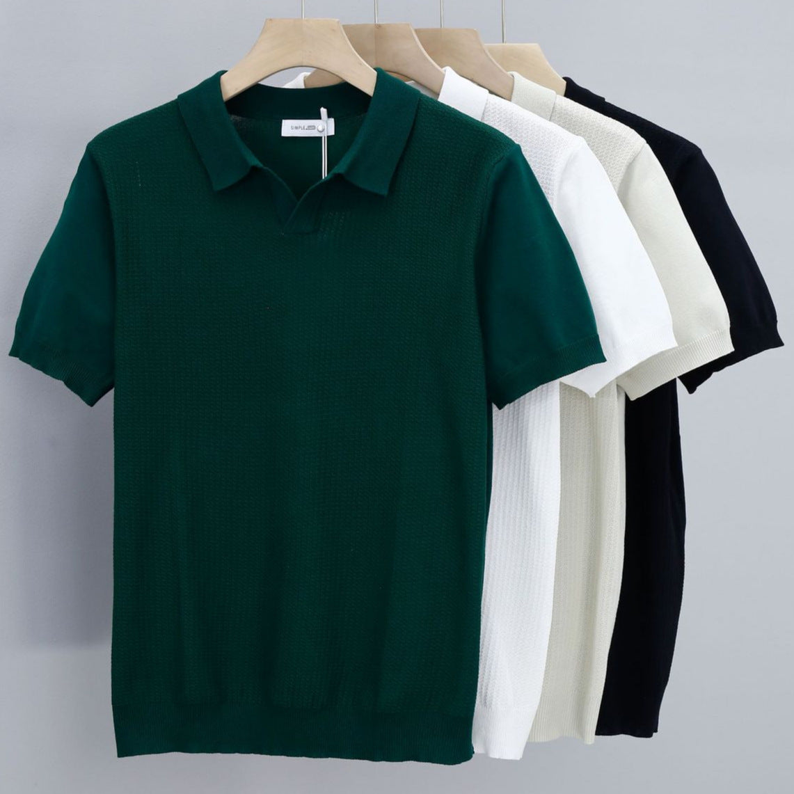 Men's Knitted Button Down Polo Shirt