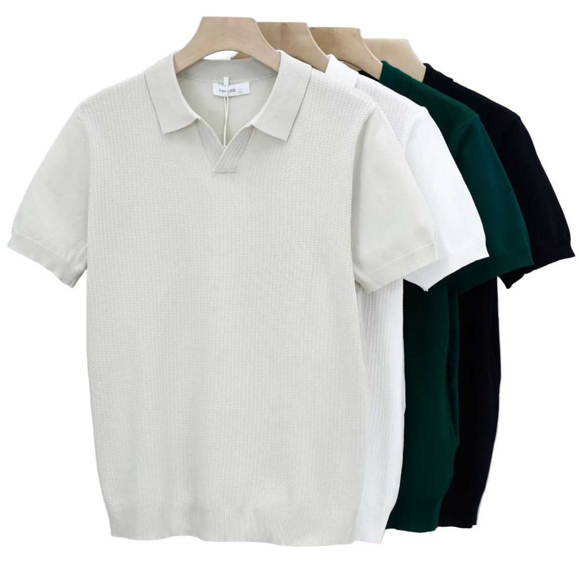 Men's Knitted Button Down Polo Shirt