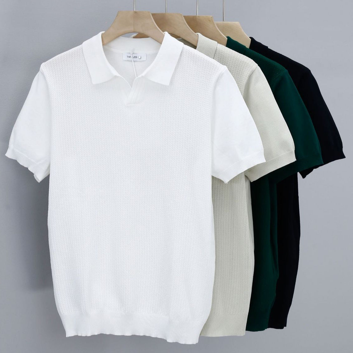 Men's Knitted Button Down Polo Shirt